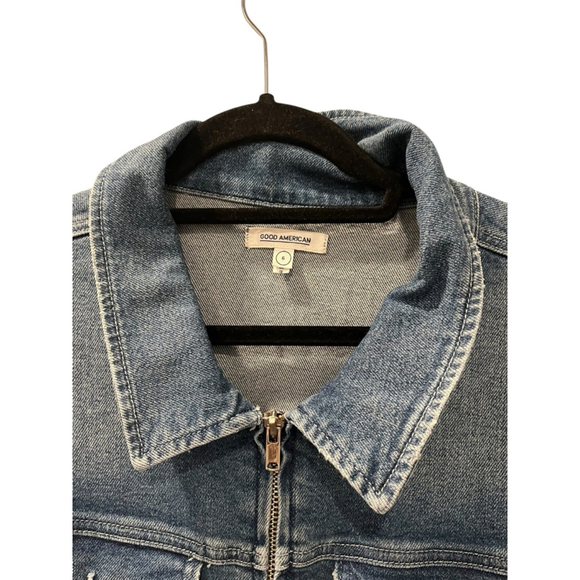 Good American NWT Plus Size 6 Blue Denim Jean Zip Jumpsuit Long Sleeve Casual - Picture 4 of 9